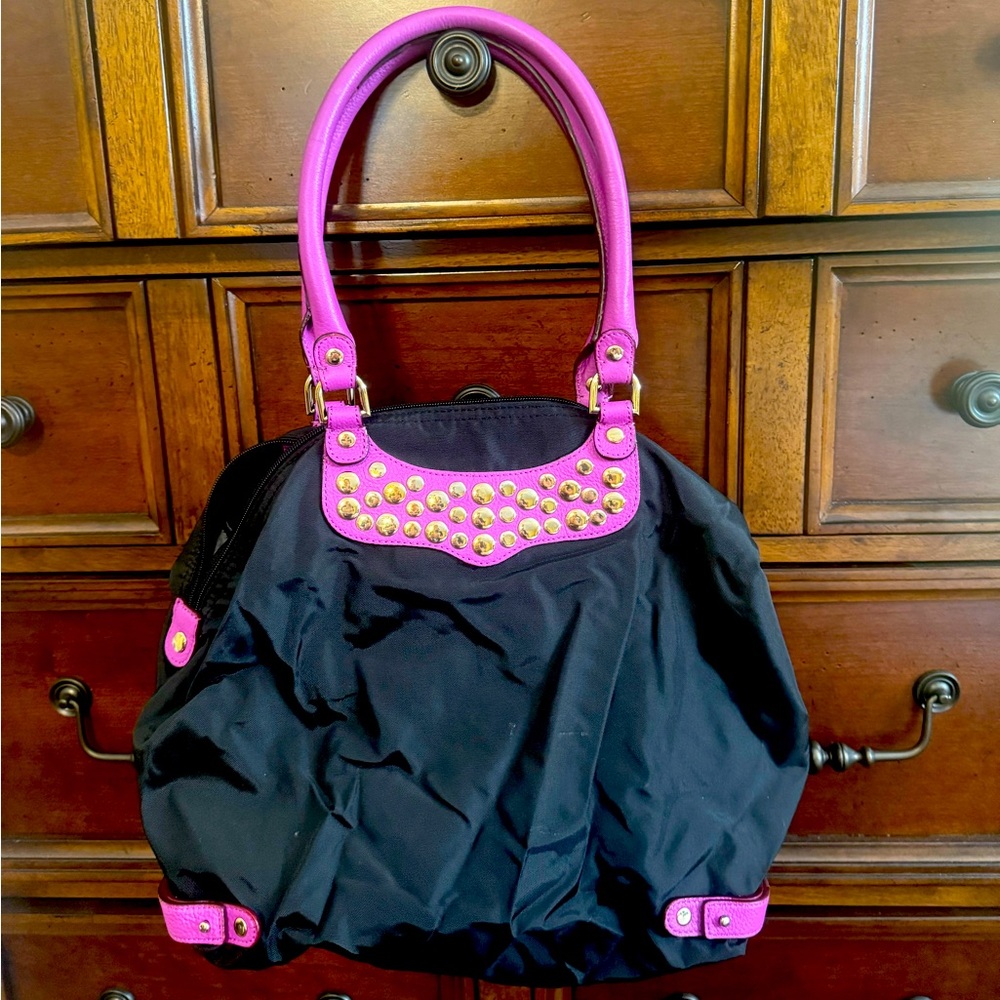 Rebecca Minkoff Black and Purple Studded Shoulder Bag